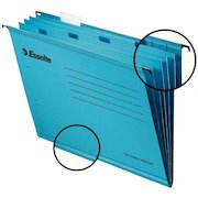 Esselte Pendaflex Foolscap Reinforced Suspension File Card V Base Blue (Pack 10) 93135