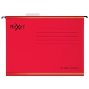 Rexel Classic A4 Suspension File Card 15mm V Base Red (Pack 25) 2115589