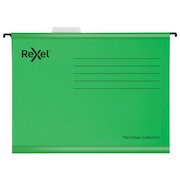 Rexel Classic Foolscap Suspension File Card 15mm V Base Green (Pack 25) 2115591