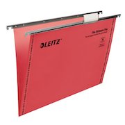 Leitz Ultimate Clenched Bar Foolscap Suspension File Card 15mm V Base Red (Pack 50) 17440025