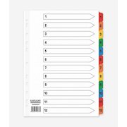 ValueX Index 1-12 A4 Card White with Coloured Mylar Tabs