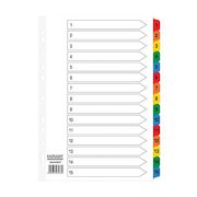 ValueX Index 1-15 A4 Card White with Coloured Mylar Tabs