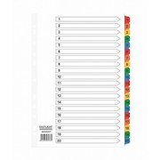 ValueX Index 1-20 A4 Card White with Coloured Mylar Tabs