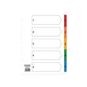 ValueX Index 1-5 A4 Card White with Coloured Mylar Tabs