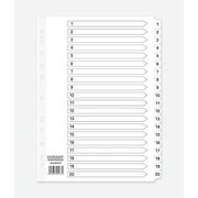 ValueX Index 1-20 A4 Card White with White Mylar Tabs 80060DENT