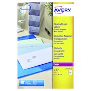 Avery Laser Address Labels 63.5x38.1 21 Per Sheet Clear (525 Pack) L7560-25