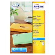 Avery Inkjet Labels 63.5x38.1mm 21 Per Sheet Clear (525 Pack) J8560-25