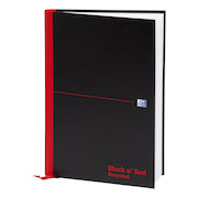 Black n Red Notebook Casebound 90gsm Ruled Recycled 192pp A4