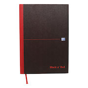 Black n Red Notebook Casebound 90gsm Ruled Indexed A-Z 192pp A4