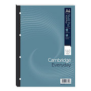 Cambridge Everyday Refill Pad Sbd 70gsm Ruled Margin Punched 4 Holes 160pp A4 Blue