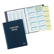 Durable Visitors Book Leather Look 300 Duplicate Carbonless Badge Inserts W90xH60mm Blue