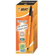 Bic Orange Ball Pen Fine 0.8mm Tip 0.3 mm Line Black
