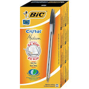 Bic Cristal Ball Pen Clear Barrel 1.0mm Tip 0.32mm Line Black