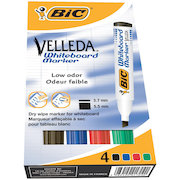Bic Velleda Marker W/bd Dry-wipe 1751 Large Chisel Tip 3.7-5.5mm Line Width Assorted