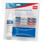 Nobo Whiteboard Starter Kit 3 Asst Drywipe Markers/Eraser/Refills/125ml Cleaning Fluid Spray