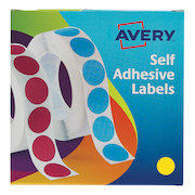 Avery Labels in Dispenser on Roll Round Diam.19mm Yellow