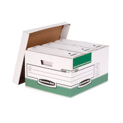 Bankers Box by Fellowes System Storage Box Foolscap White & Green FSC