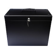 Metal File Box with 5 Suspension Files and 2 Keys Steel A4 Black