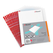 Rexel Nyrex Pocket Reinforced Red Strip Side-opening 90 Micron A4 Clear