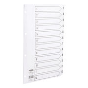 Concord Classic Index 1-12 Mylar-reinforced Punched 4 Holes 150gsm A4 White
