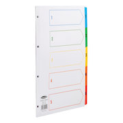 Concord Index 1-5 Mylar-reinforced Multicolour-Tabs Punched 4 Holes 150gsm A4 White
