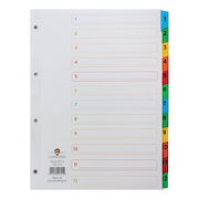 Concord Index 1-12 Mylar-reinforced Multicolour-Tabs Punched 4 Holes 150gsm A4 White