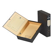 Rexel Classic Box File 70mm Spine Press Button Closure A4 Black/Green Cloud