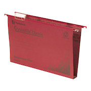 Rexel Crystalfile Classic Suspension File Manilla 30mm Wide-base 230gsm Foolscap Red