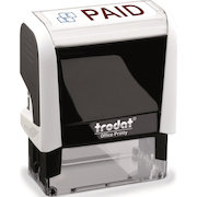 Trodat Office Printy Stamp Self-inking Paid 18x46mm Reinkable Red and Blue