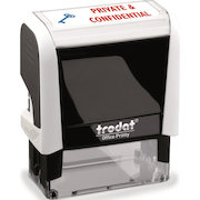Trodat Office Printy Stamp Self-inking Private & Confidential 18x46mm Reinkable Red and Blue