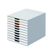 Durable VARICOLOR MIX 10 Drawer Unit Desktop Drawer Set with 10 Colour Coded Drawers and Label Inserts