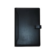 Monolith Leather Look Conference Folder PU With A4 Pad Black 2900