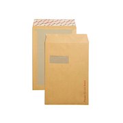 New Guardian C4 Envelopes Window Board Back Peel and Seal 130gsm Manilla (125 Pack) B26526