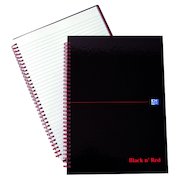 Black n' Red Ruled Wirebound Hardback Notebook A4 (5 Pack) 846350115