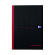 Black n' Red Feint Ruled Casebound Hardback Notebook Ruled A4 (5 Pack) 100080446