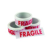 Vinyl Tape Printed Fragile 50mmx66m White Red (6 Pack) PPVC-FRAGILE