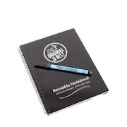 Magic Whiteboard A5 Wirebound Hard Cover Reusable Notebook Plain 40 Pages Black