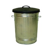 Galvanised 90 Litre Dustbin With Rubber Lid 316625