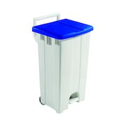 Grey 90 Litre Plastic Pedal Bin With Blue Lid 357003