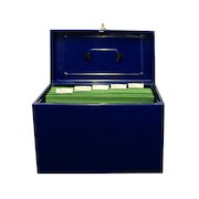 Cathedral Metal File Box Foolscap Home Office Blue HOBL