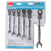 Hilka 6 pce Ratchet Spanner Set with Flexible Head Metric