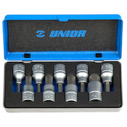 Unior 1/2" Hexagonal Screwdriver Socket Set in Metal Box