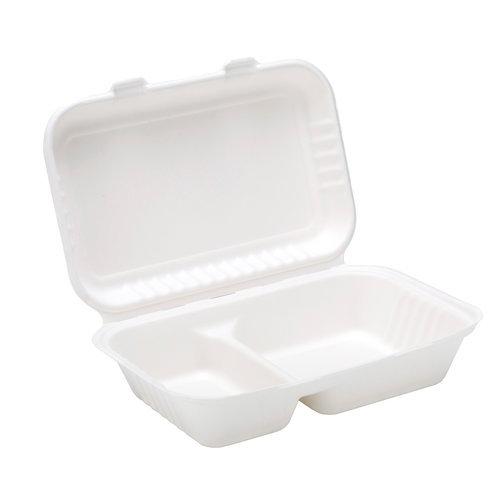 Bagasse 2 Compartment Meal Box (AN205)
