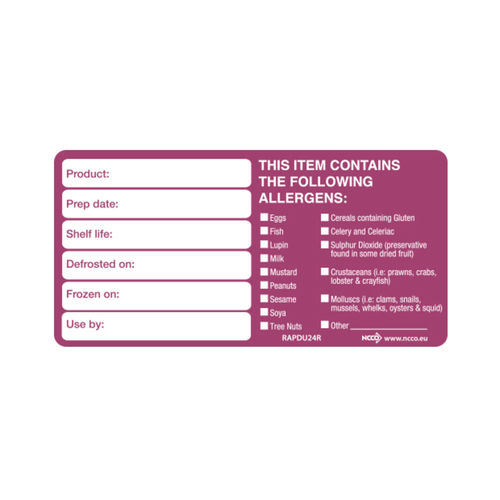 Allergen Product/Shelf Life Labels (XB332)