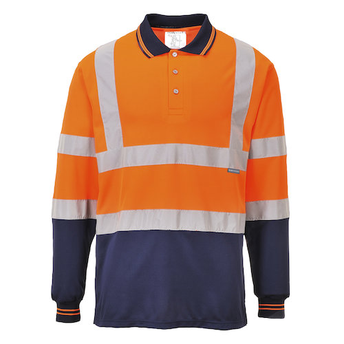 S279 Two Tone Long Sleeved Polo Shirt (5036108250608)