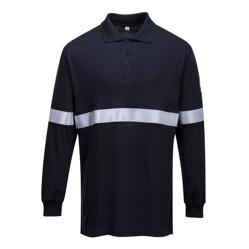FR03 Flame Resistant Anti Static Long Sleeve Polo Shirt with Reflective Tape (5036108280483)