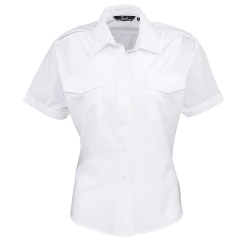 PR312 Ladies Short Sleeve Pilot Blouse (PR312WHIT8)