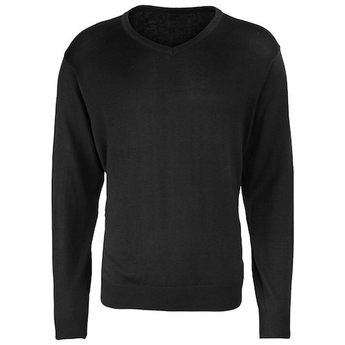 PR694 Men's Long Sleeve V Neck Knitted Sweater (PR694BLAC2XS)