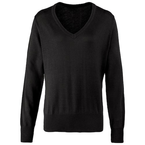 PR696 Ladies V Neck Knitted Sweater (PR696BLAC8)