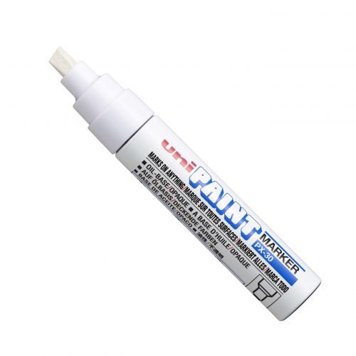 Uni PX 30 Paint Marker Broad Chisel Tip 8mm Line White (Pack 6) (10459UB)